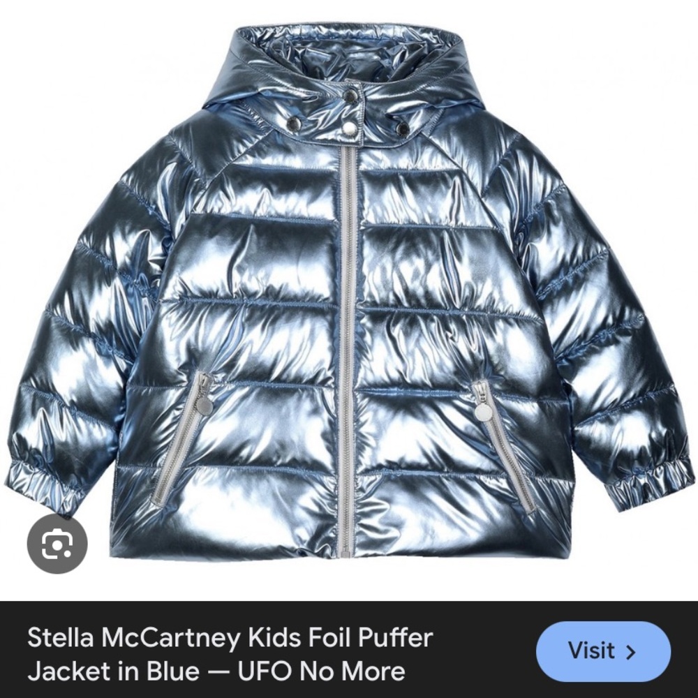Stella McCartney Metallic Blue Puffer Jacket